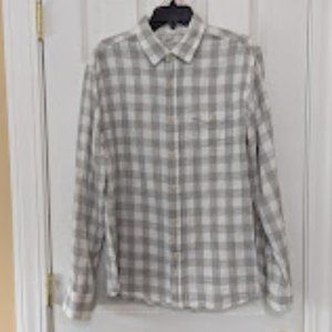 Like New Grayers Button Down  Gray and white plaid Long Sleeve Size L